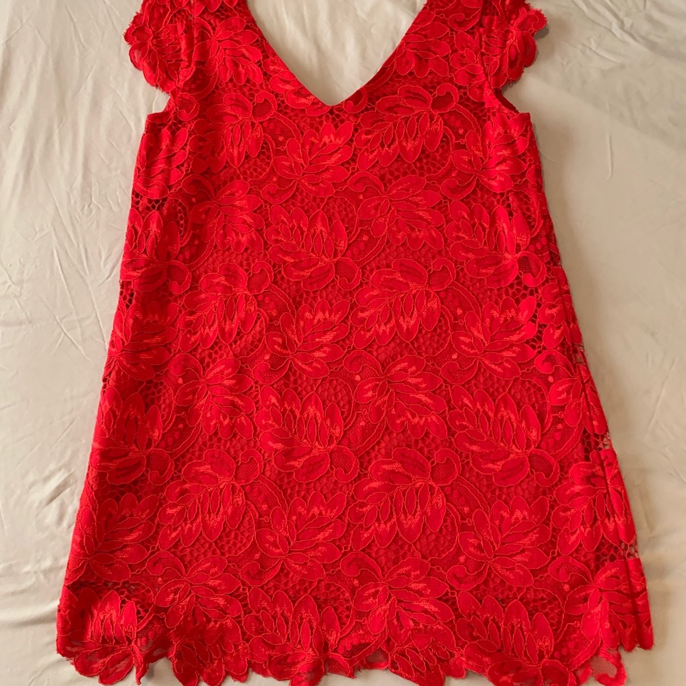 BB Dakota 'Jacqueline' Red Lace Shift Dress  // Size Medium